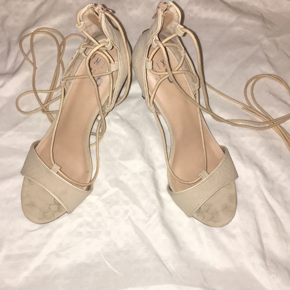 Used MIX No. 6 Nude Wrap Up Heels - Picture 2 of 8